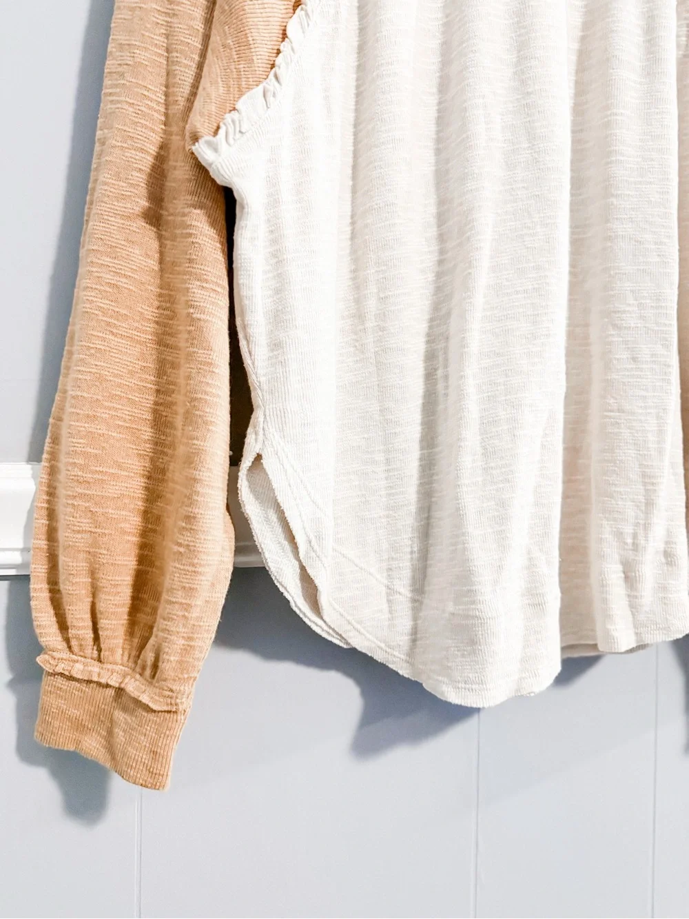 NWT Anthropologie Pilcro Ruffled Raglan Thermal Top